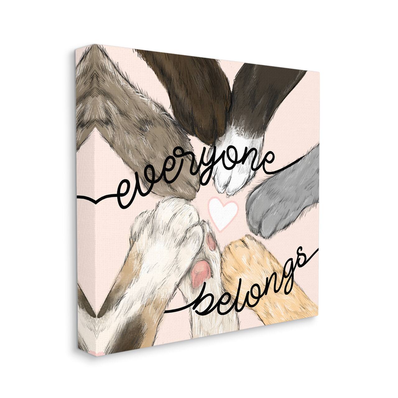 Stupell Industries Everyone Belongs Inclusivity Phrase Pet Cat Paws Canvas Wall Art